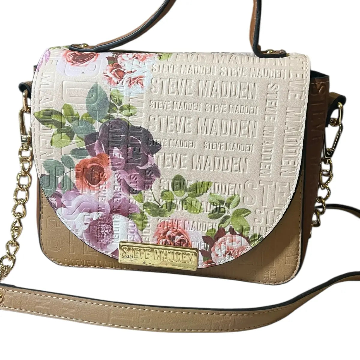 cartera crossbody Steve Madden beige flores