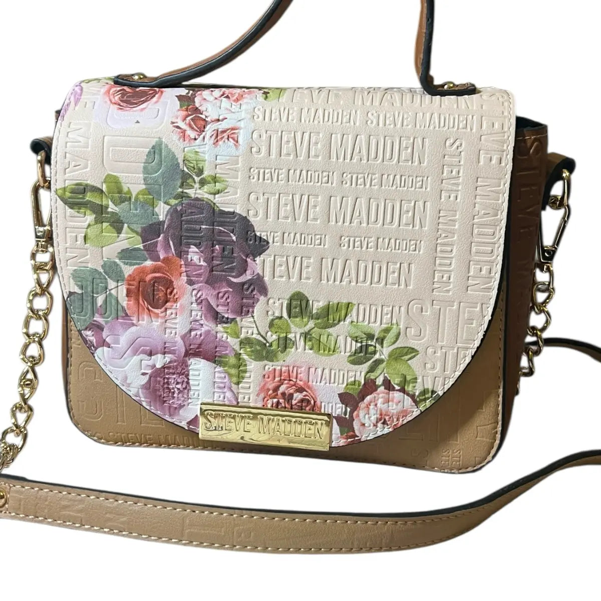 cartera crossbody Steve Madden beige flores