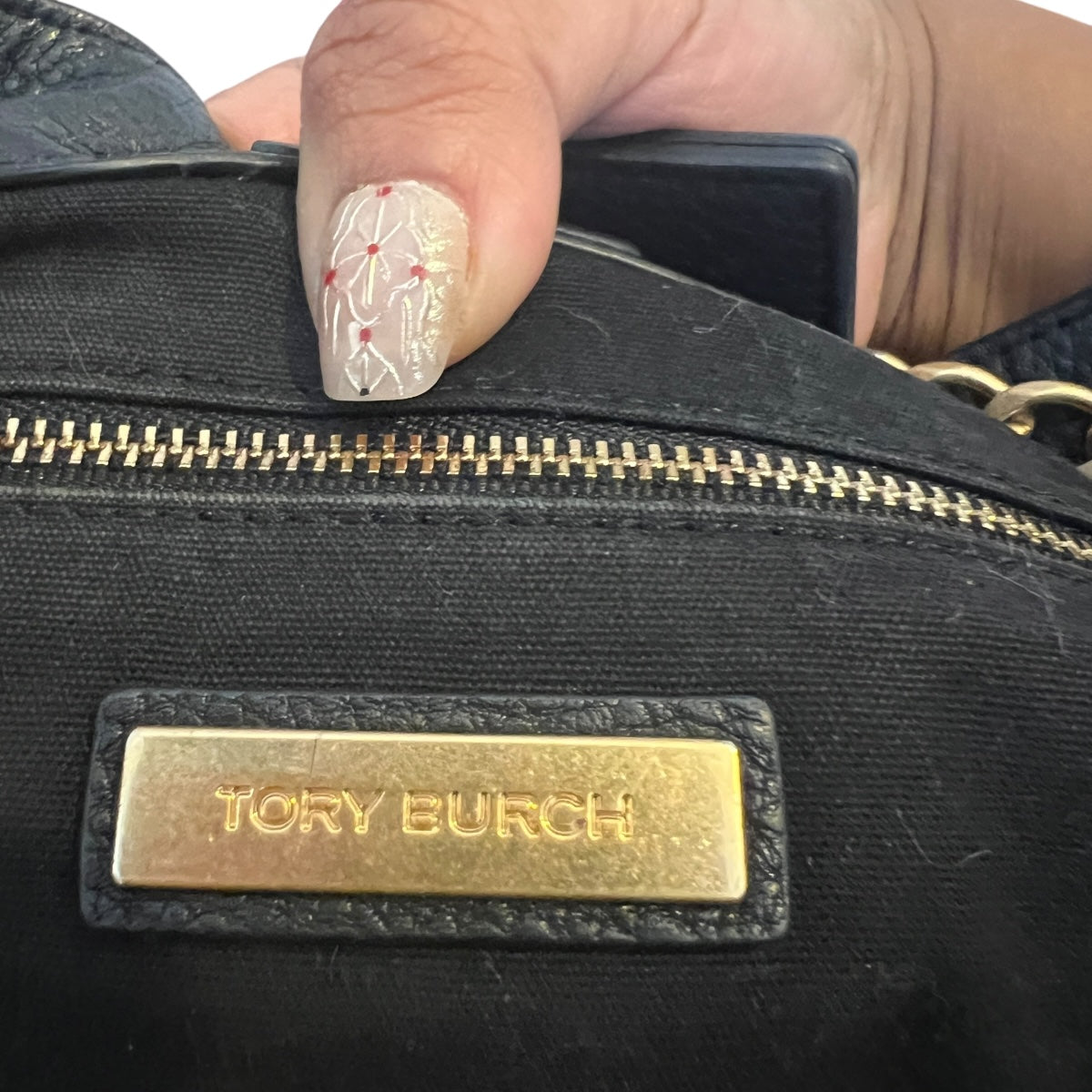 cartera tory burch cuero genuino negro