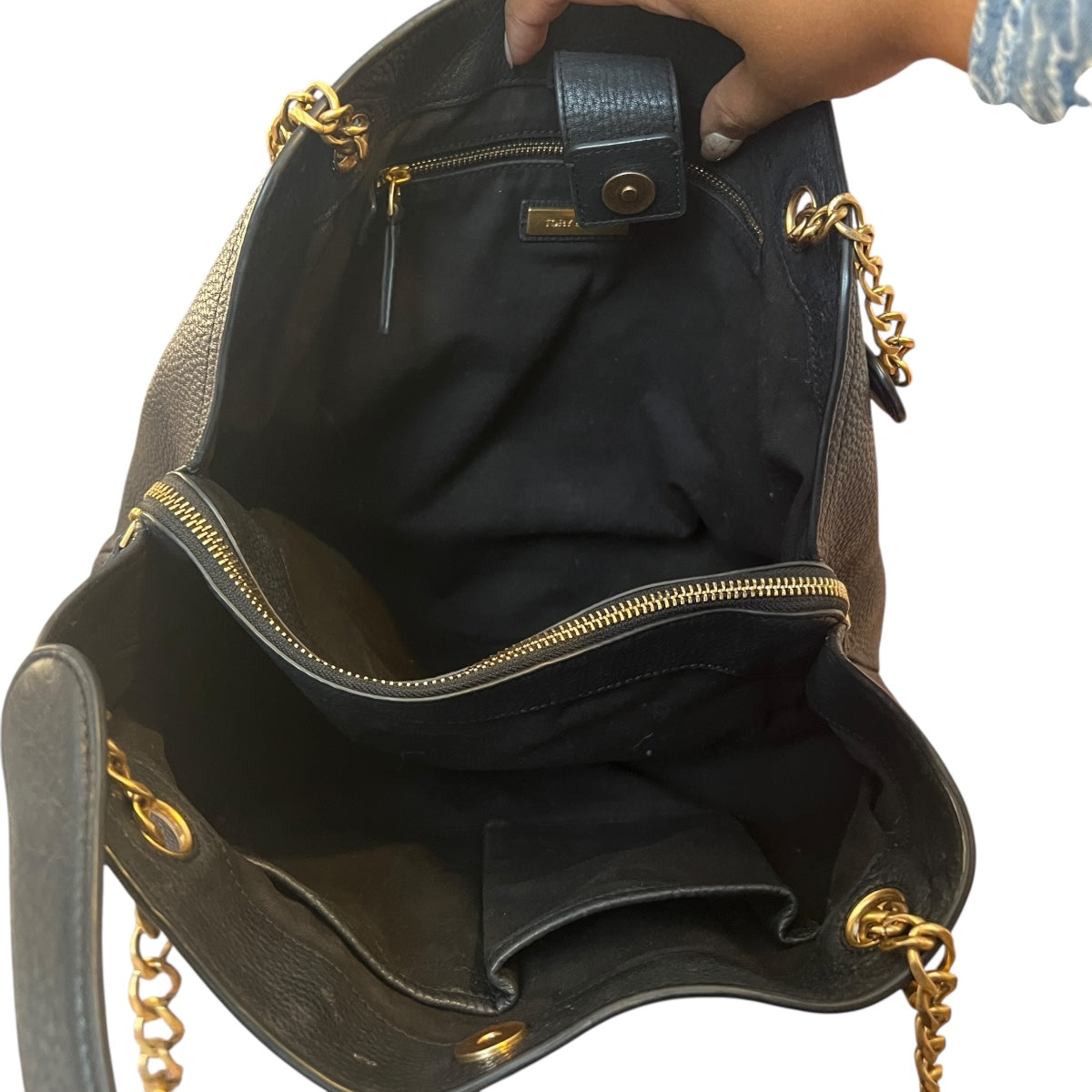 cartera tory burch cuero genuino negro