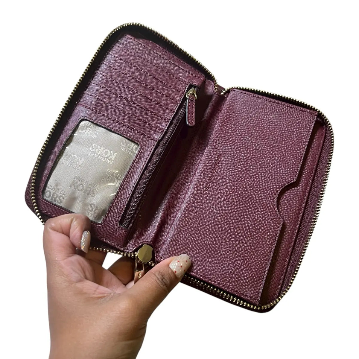 billetera Michael Kors cuero genuino vino
