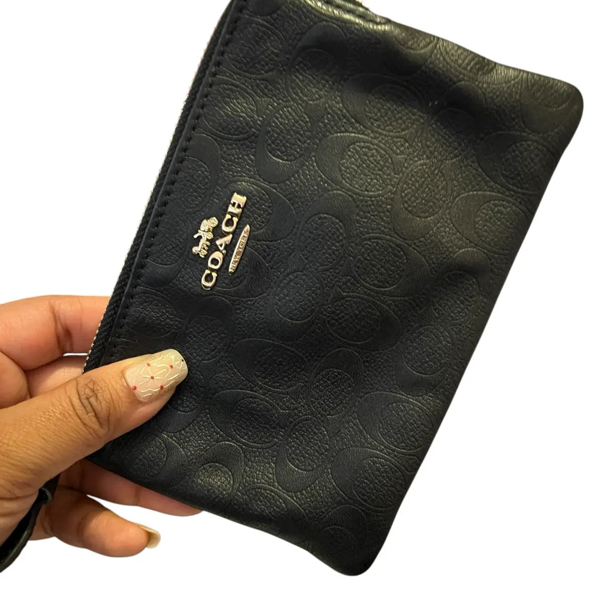 wrislet Coach cuero genuino logotipado negro