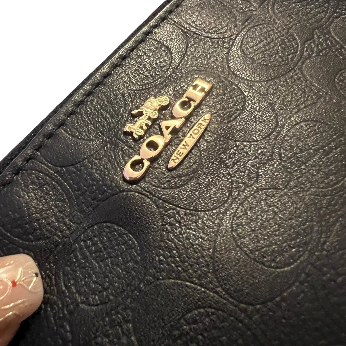 wrislet Coach cuero genuino logotipado negro