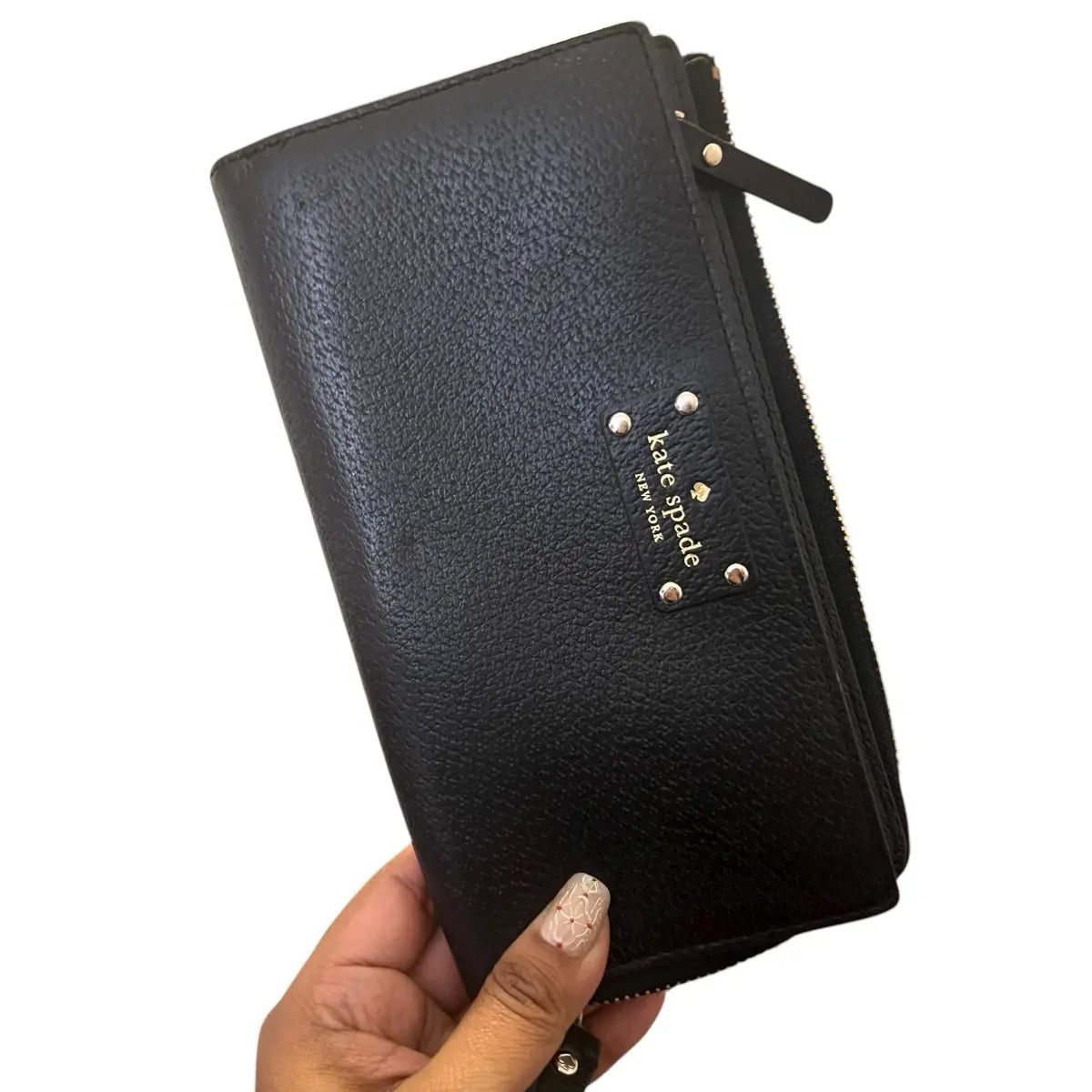 billetera larga Kate Spade cuero genuino negra