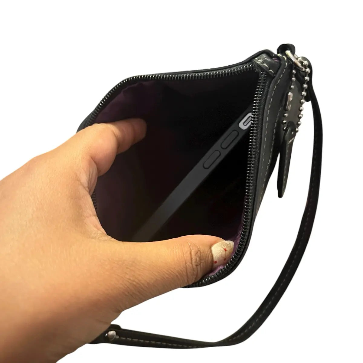 wrislet XL Coach cuero genuino negro