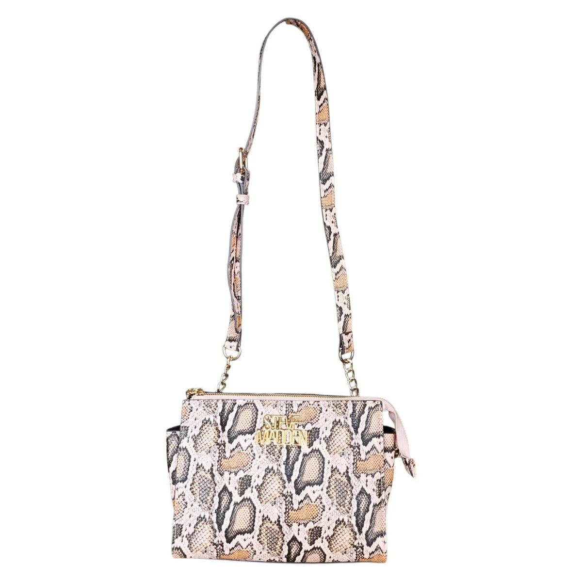 cartera crossbody estampado serpiente rosa steve madden