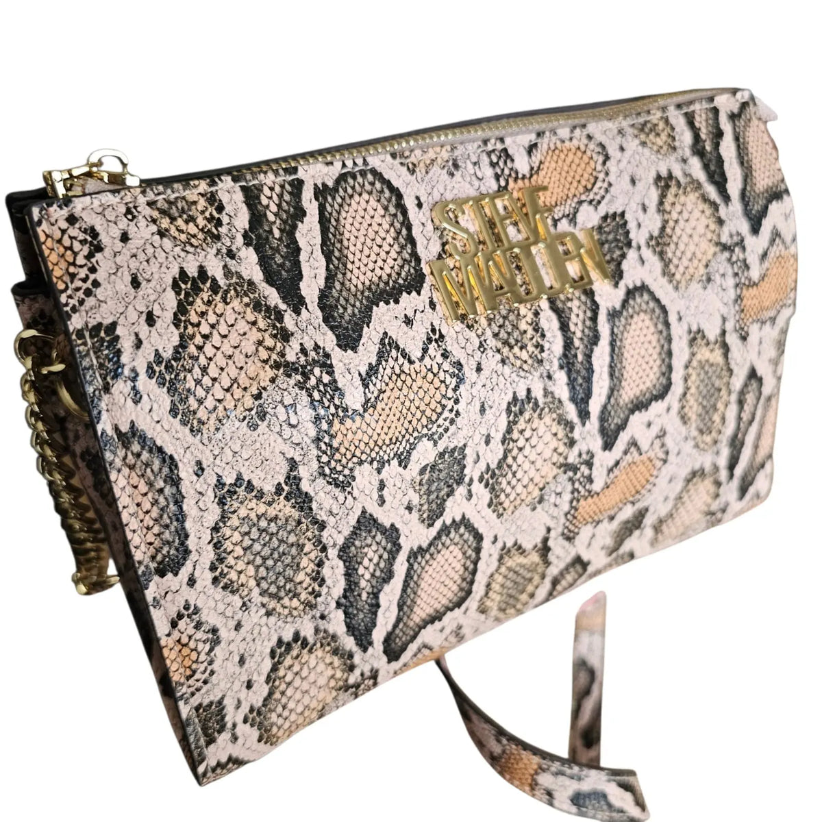 cartera crossbody estampado serpiente rosa steve madden