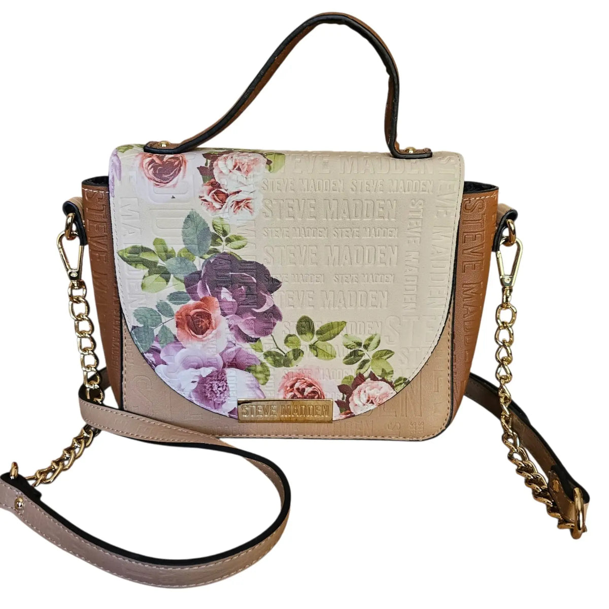 cartera / crossbody floral con logos streve madden