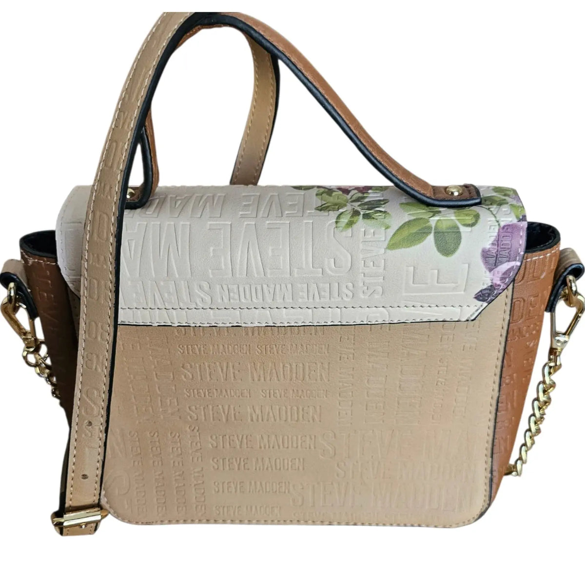 cartera / crossbody floral con logos streve madden