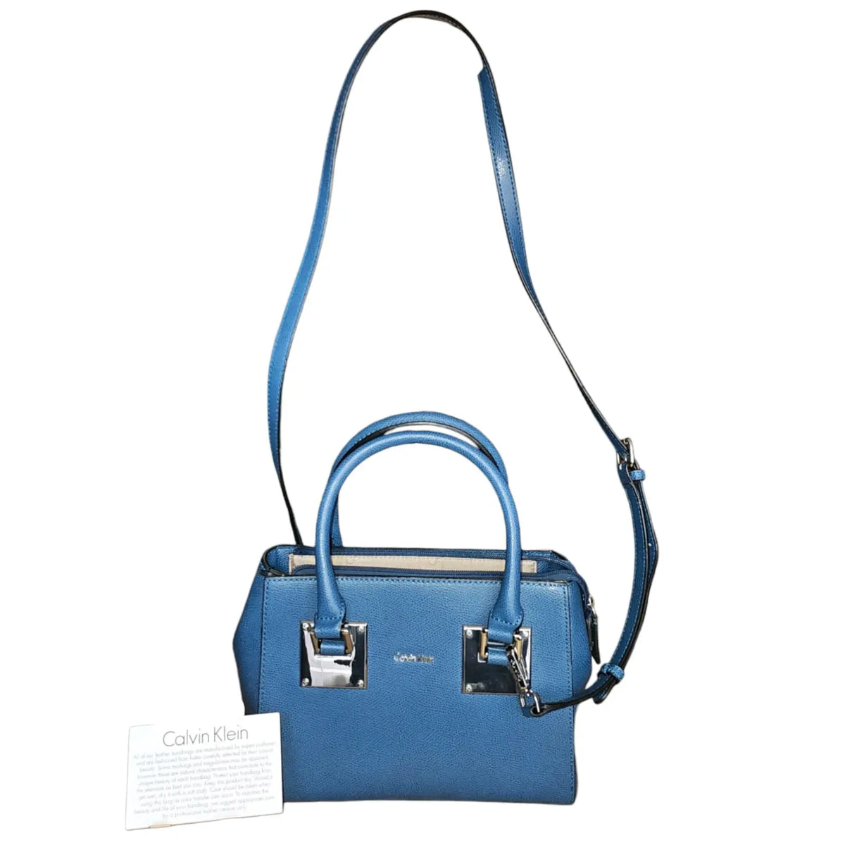 cartera bolso de mano azul calvin klein