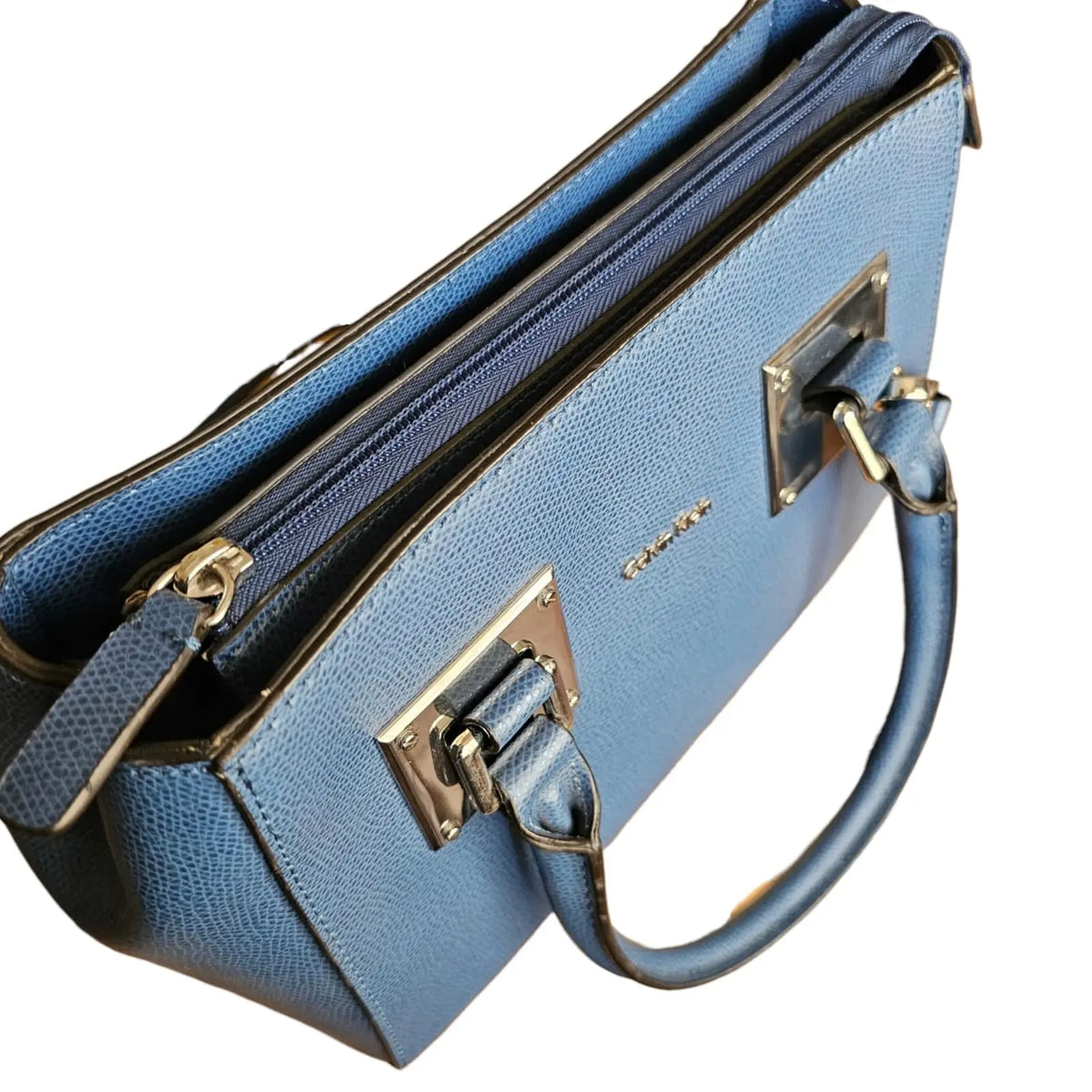 cartera bolso de mano azul calvin klein