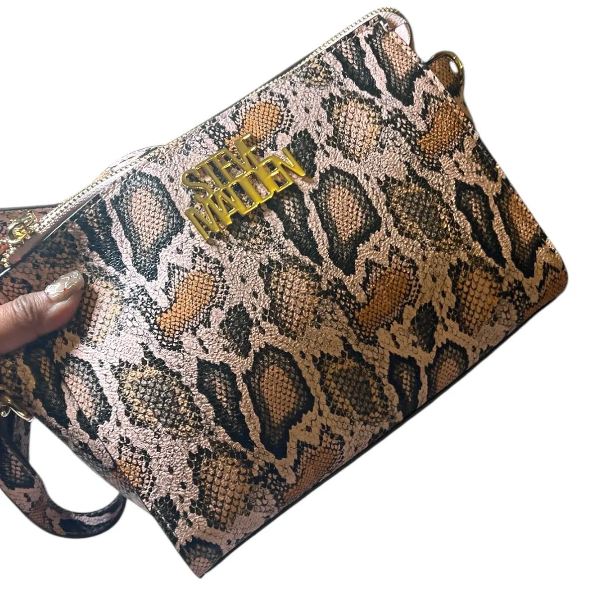 cartera crossbody Steve Madden print snake brown