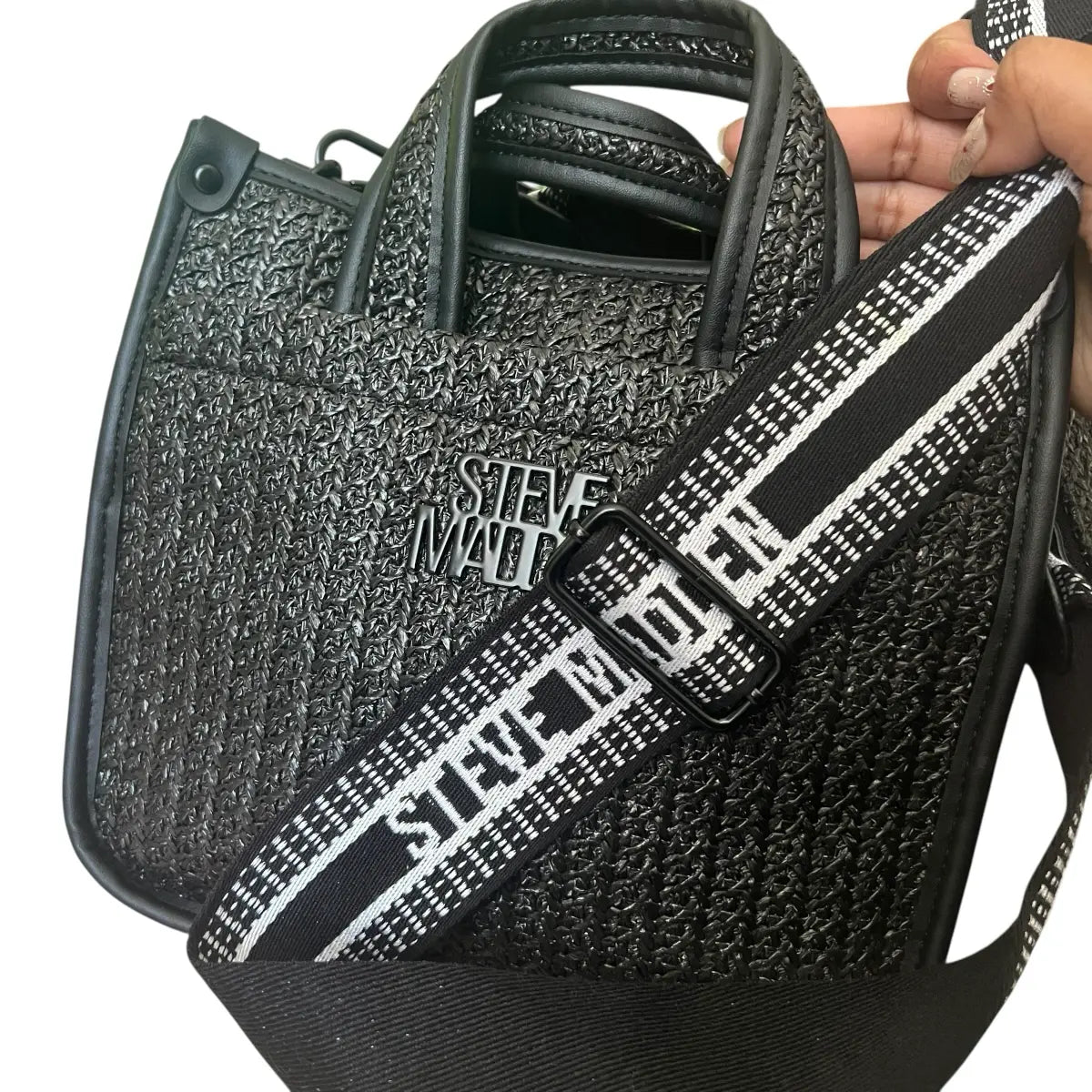 cartera crossbody Steve Madden tejido negro
