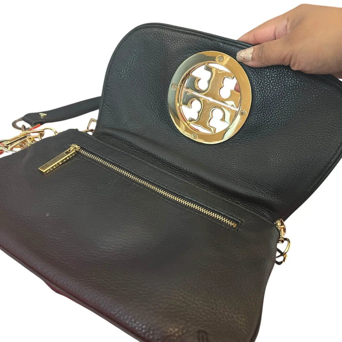 cartera crossbody tory burch cuero genuino negro