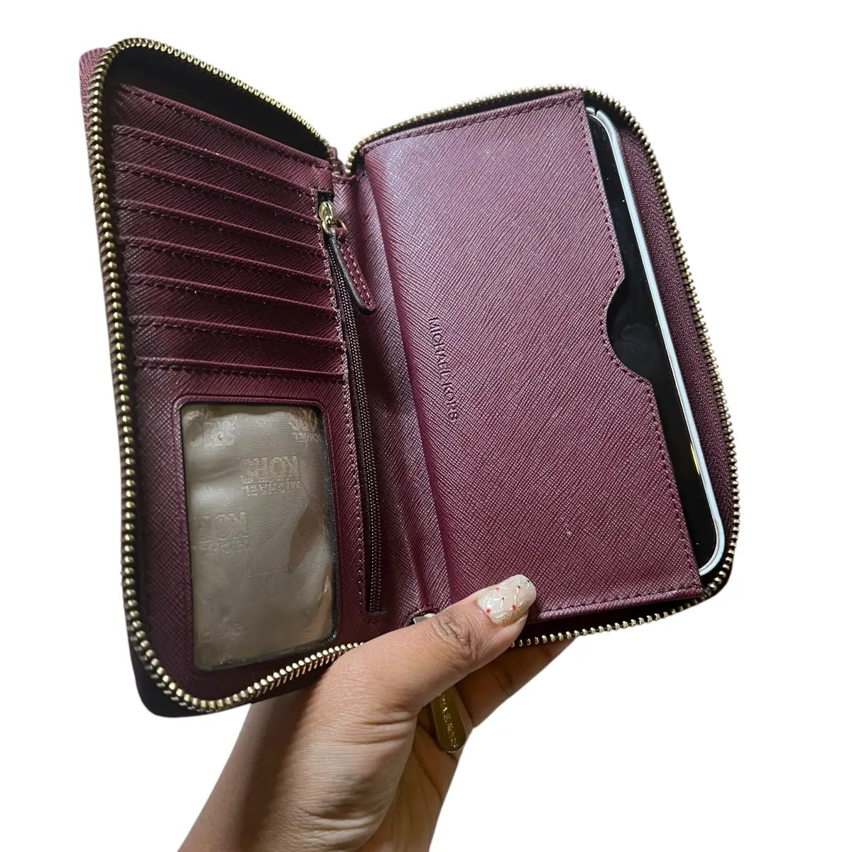 billetera Michael Kors cuero genuino vino