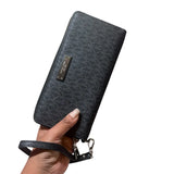 billetera Michael Kors cuero saffiano logotipado negro