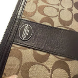 estuche coach lona y cuero logotipado café