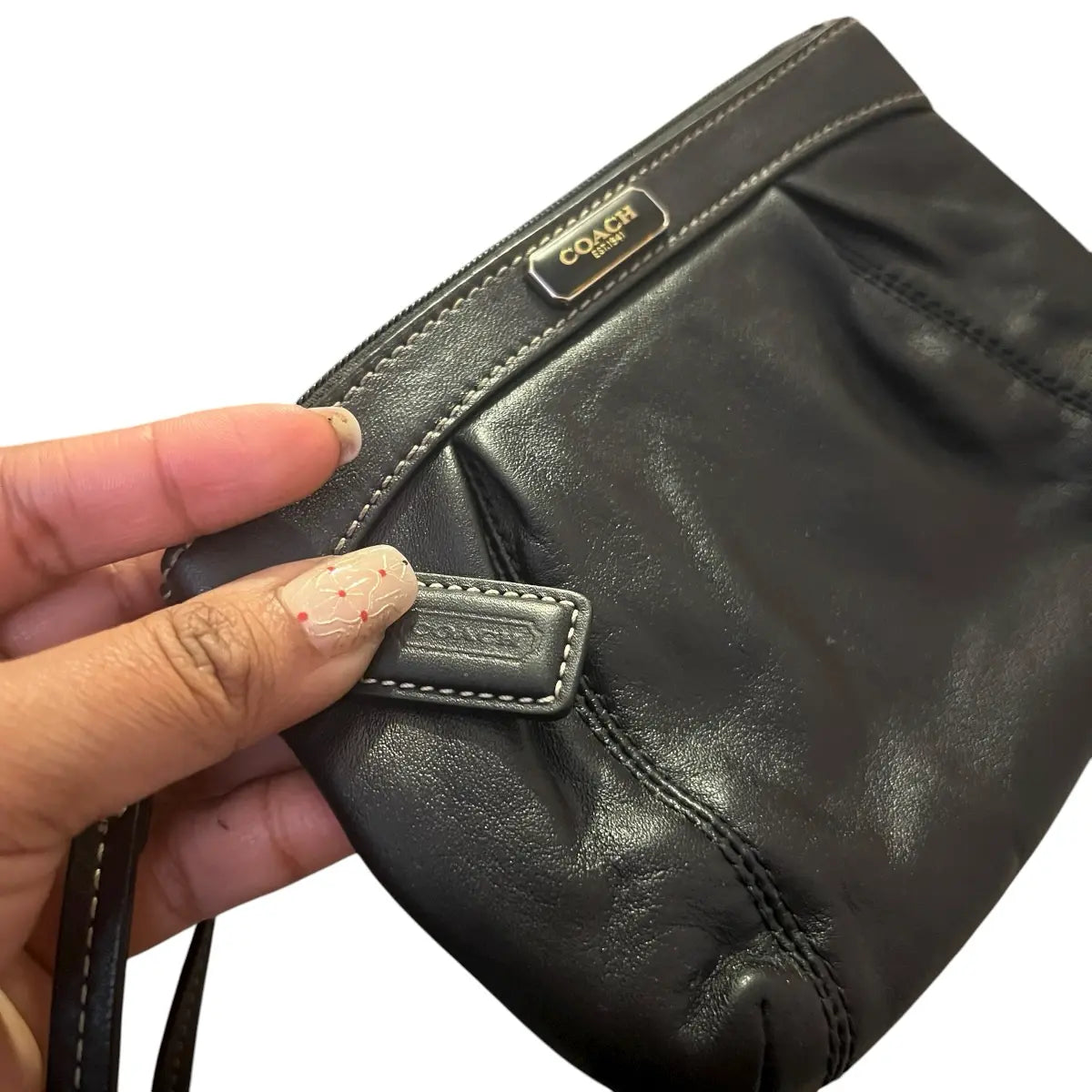 wrislet XL Coach cuero genuino negro