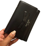 billetera kate spade cuero genuino negra moño