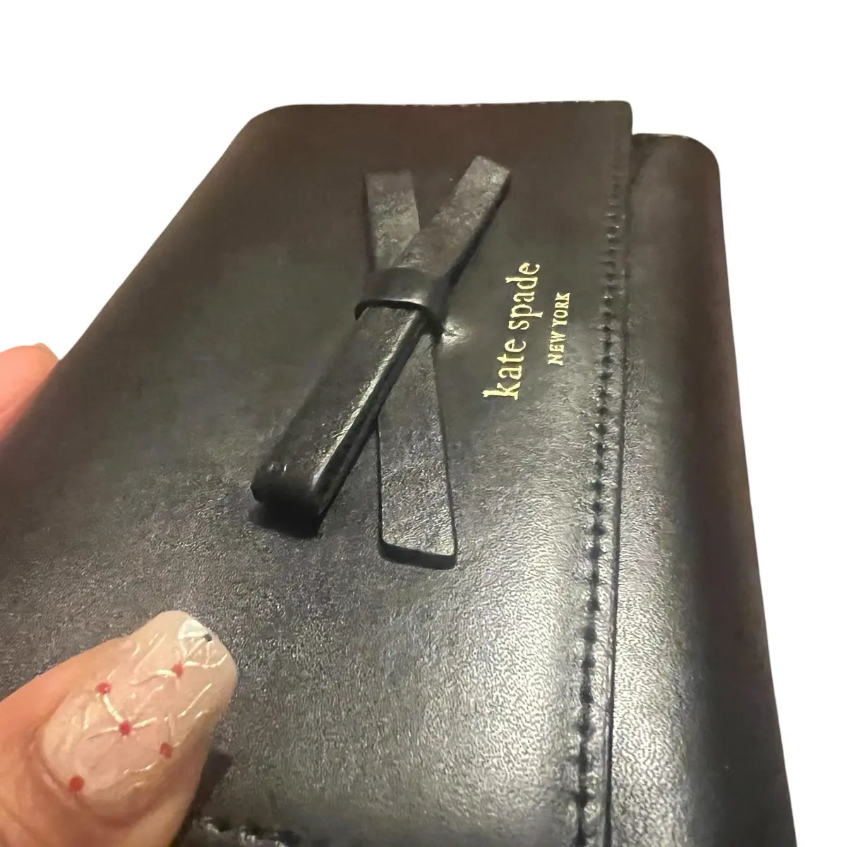 billetera kate spade cuero genuino negra moño