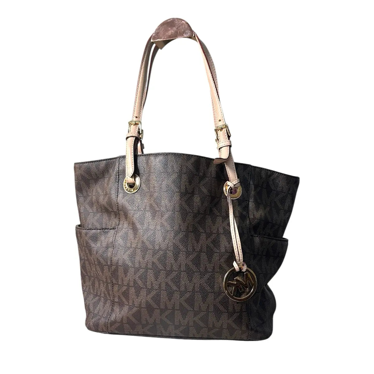 cartera tote Michael Kors café logotipada