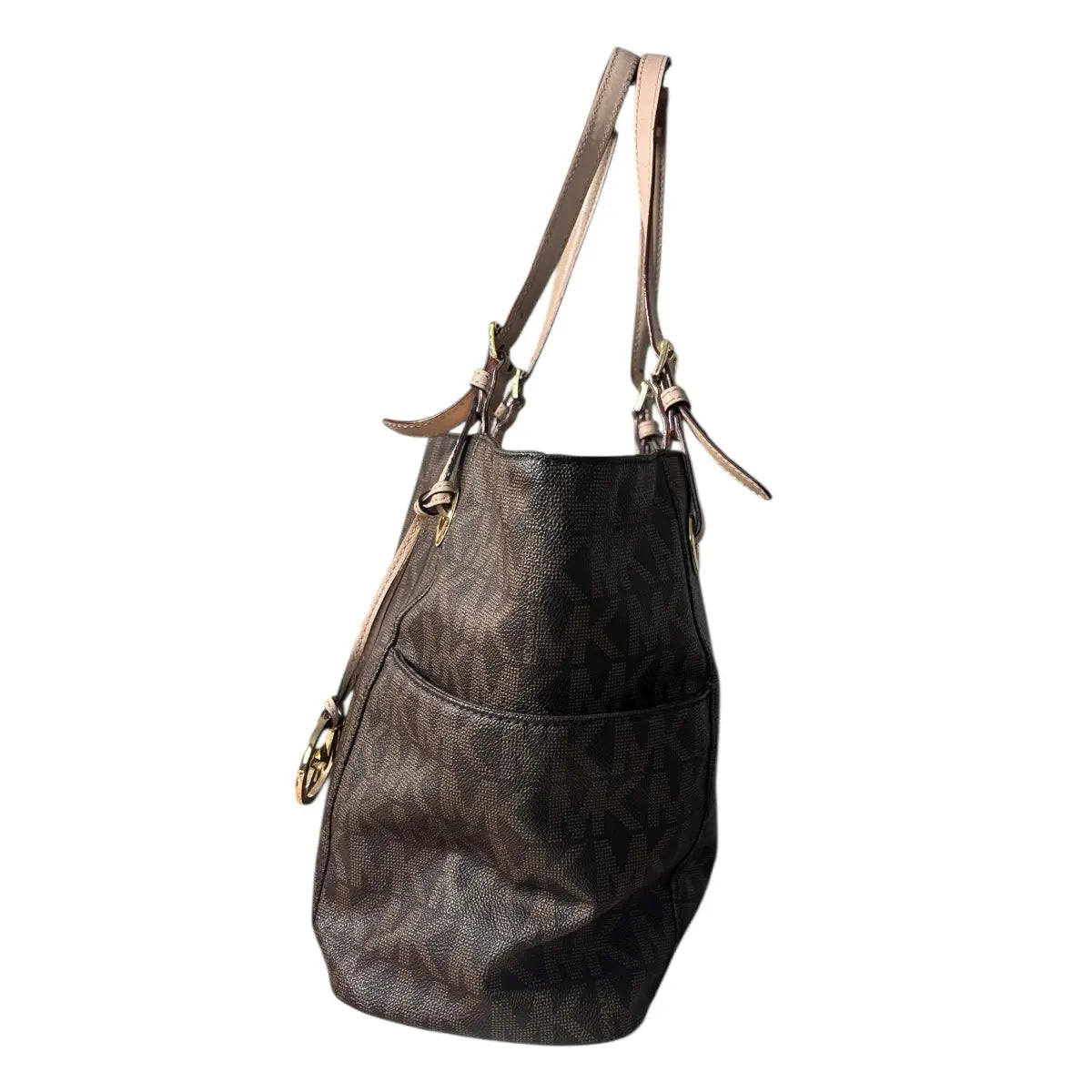 cartera tote Michael Kors café logotipada