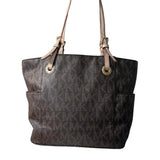 cartera tote Michael Kors café logotipada