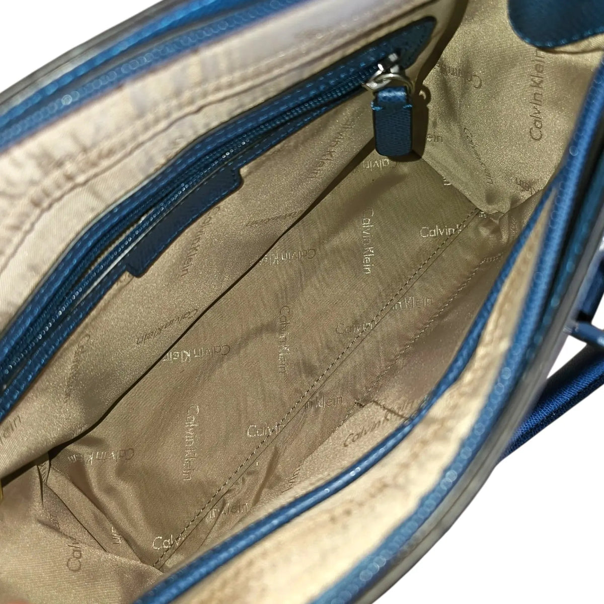cartera bolso de mano azul calvin klein