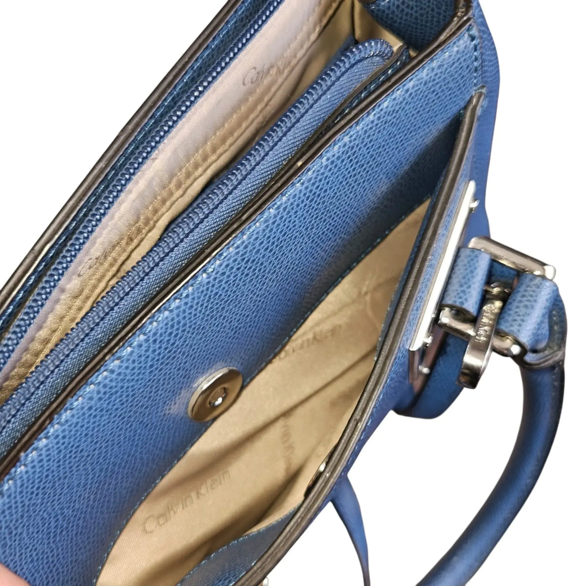 cartera bolso de mano azul calvin klein