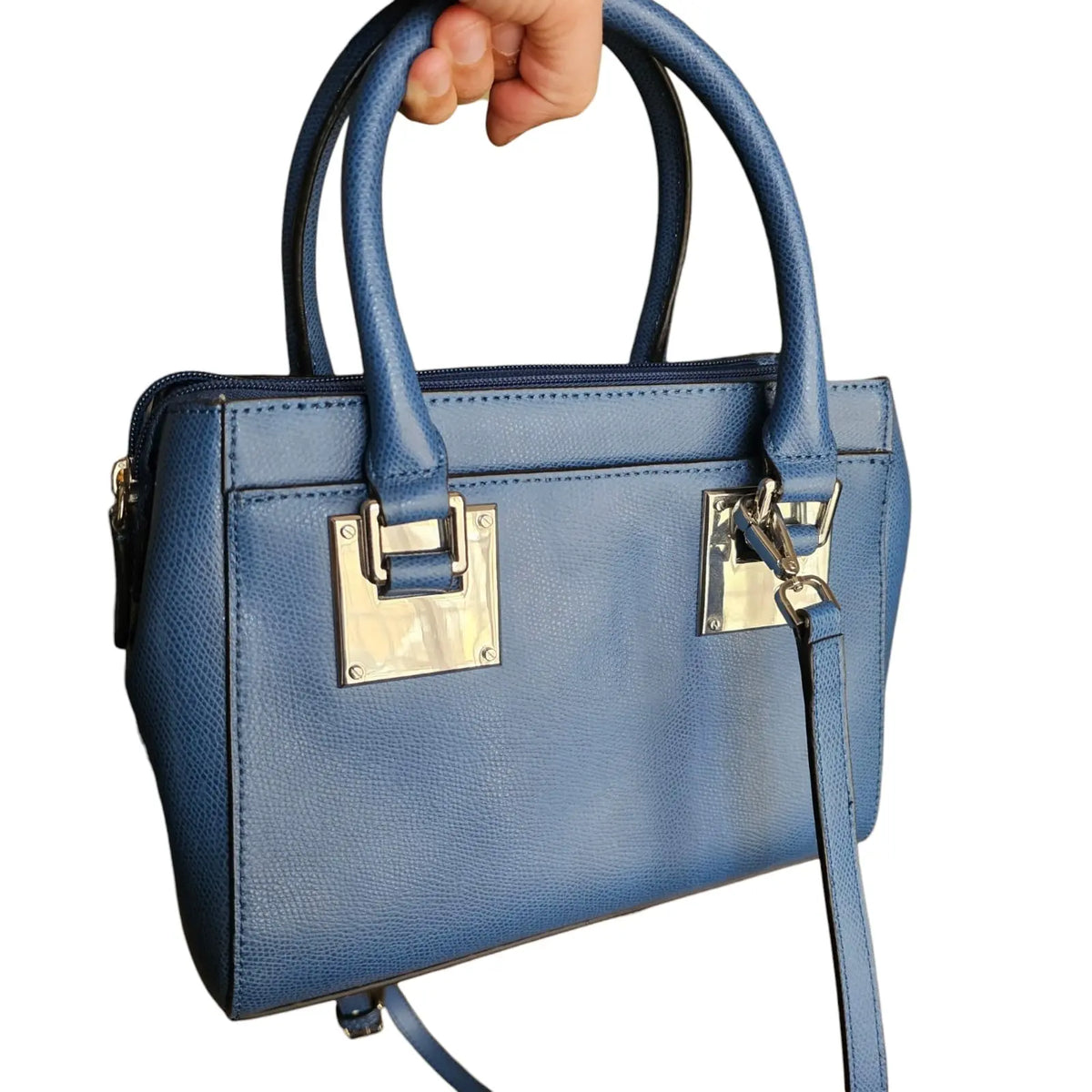 cartera bolso de mano azul calvin klein
